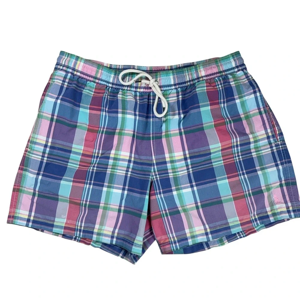 Polo Ralph Lauren Swim Trunks Men's Size XL Pony Plaid Inseam 5